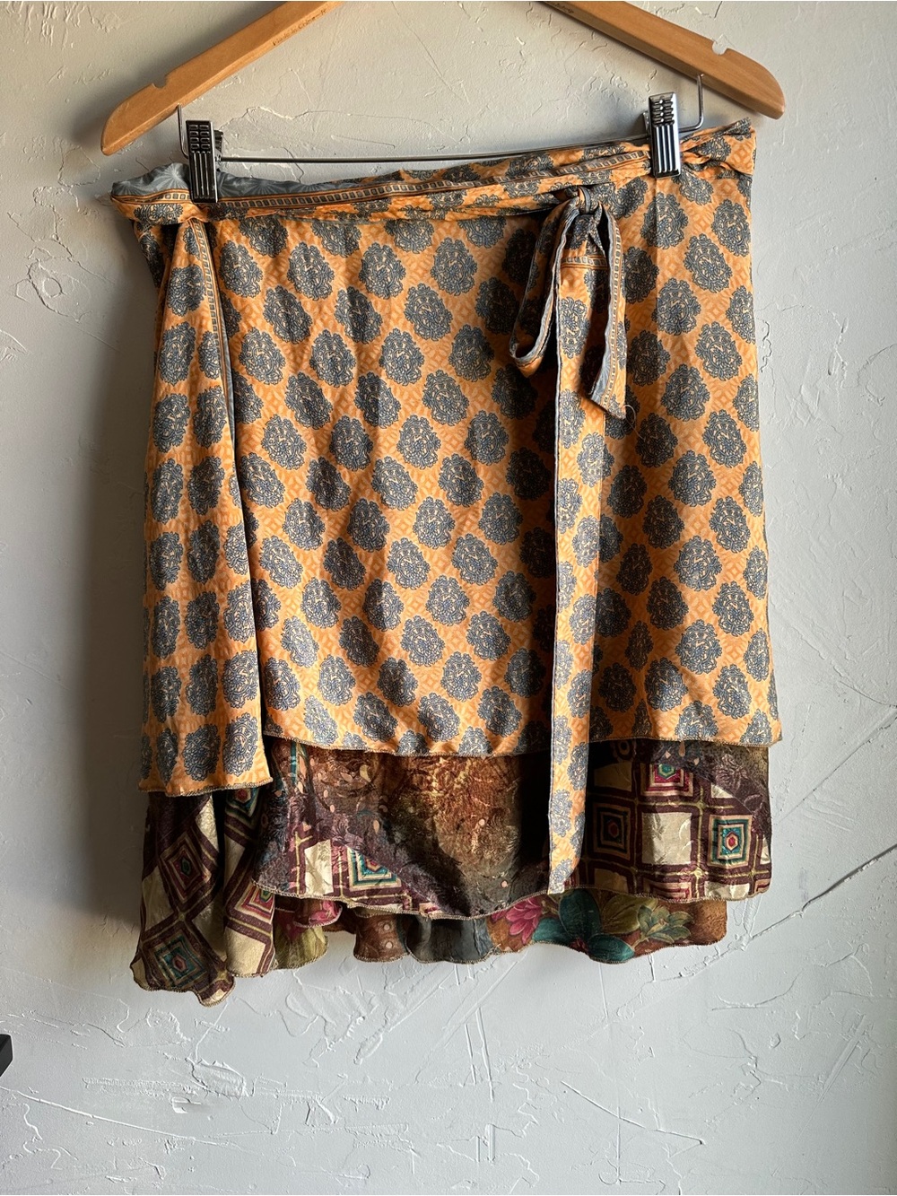 Earthbound Boho Wrap Skirt Layered Asymmetrical Festival Hippie Fairy Grunge ‎ S